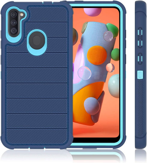 for Samsung Galaxy A11 Phone Case Cobalt Blue/Blue | HD Screen Protector, Heavy Duty, 3 Layer, Hybrid, Shock Proof, Protective, Rugged Bumper, PC ...