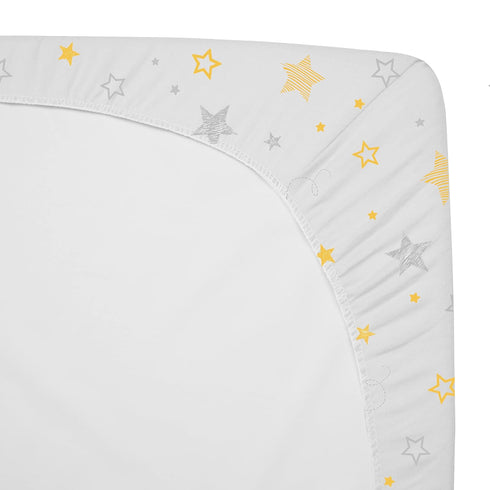American Baby Company 3 Pack Fitted Mini Crib Sheet 24" x 38", Soft Breathable Neutral 100% Cotton Jersey Portable Sheet, Yellow Star/Yellow/Gray,...