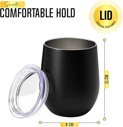 Double-Wall Insulated Whiskey Glass - 12 oz Stemless Nosing Stainless Steel Whisky Glass - Perfect for Bourbon and Whisky Lovers (Black - Pack of ...
