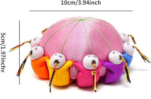 Honbay Handmade Product Chinese Traditional Style Needle Pin Cushion with 10 Kids (Pink)...