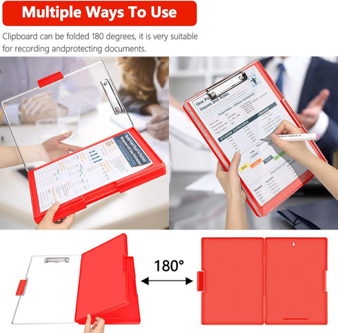 Clipboard with Storage,Heavy Duty Clip Boards 8.5x11 with 2 Storage Case,Clear Visible Top Panel Storage Clipboards,Side Opening Clip Boards,Nursi...