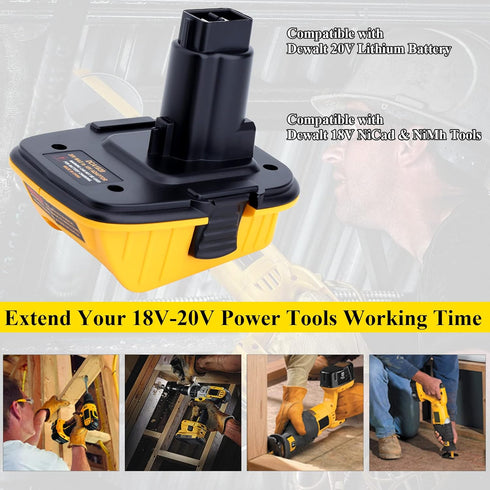 2 Pack DCA1820 Adapter Replacement for DEWALT 18v to 20v Adapter, Compatible with Dewalt 20V Max Battery DCB203 to 18V XRP NiCad NiMh Battery DC90...