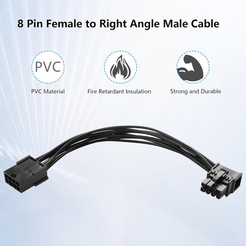 SinLoon 8-Pin Extension Cord PCIE 8 Pin Female to Right Angle Male PCIE Express Power Adapter Cable for Graphics Card 18AWG 15CM/5.9Inch (Left)...