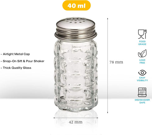 Retro Style Salt and Pepper Shakers with Stainless Tops (2)...