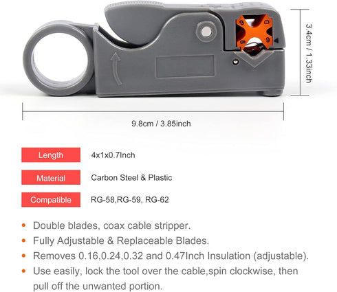 Knoweasy Compression Tool Kit - Coaxial Cable Crimper, Cutter with 20pcs Connectors - Professional Coax Tool Set for RG59/RG6 Coaxial Compression ...