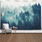 EMMTEEY Misty Forest Tapestry Nature Scenic Mountain Tapestry Green Tree Landscape Foggy Fir Pine Forest 80X60 Inches Tapestries for Living Room B...