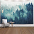 EMMTEEY Misty Forest Tapestry Nature Scenic Mountain Tapestry Green Tree Landscape Foggy Fir Pine Forest 80X60 Inches Tapestries for Living Room B...
