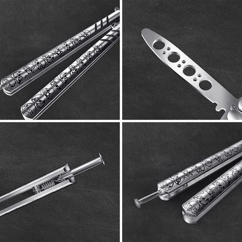 GOOD WORKER Butterfly Knife Trainer - Balisong Trainer - Balisong Butterfly Knives NOT Real NOT Sharp Blade - Practice Butterfly - Black Dull Tric...