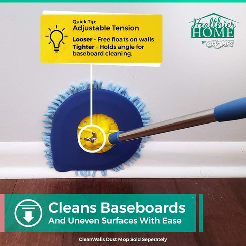 CHOMP! Microfiber Mop Refill Pack: 5 Minute CleanWalls 2-pak Giant Noodle Blue Duster Reusable Washable, Window/Door Frame Cleaner and Baseboard D...