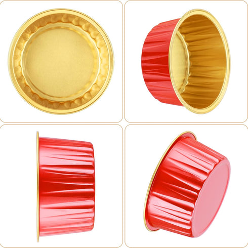 EUSOAR Dessert Cups with Lids, 30pcs 5oz Disposable Aluminum Tin Foil Ramekins Cupcake Baking Cups Containers Wrappers with Lids, Mini Aluminum Ch...