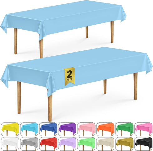 DecorRack 2 Rectangular Tablecloths BPA-Free Plastic, 54 x 108 inch, Dining Table Cloth, Rectangle Table Cover for Parties, Picnic, Camping and Ou...