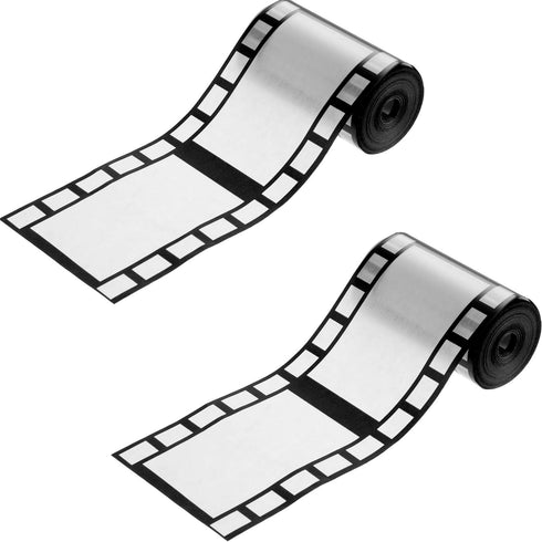 Gejoy 2 Rolls Filmstrip Tape Movie Party Decorations Filmstrip Poly Streamers Movie Reel Decor White and Black Material Film Border Roll for Cinem...