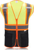High Visibility Reflective Safety Vest with Zipper and Pockets (Yellow & Black),Medium...