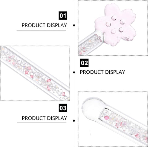 Toyvian 2pcs Glass Stirring Rod Reusable Coffee Stirring Swizzle Stick Beverage Stirrers with Cherry Blossom Head Round Top Stir Stirrers for Coff...