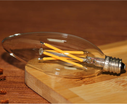 6 PCS C32 Candle Filament LED Bulb, Warm White Light, 4W Equals 40W, E12 Candelabra Base Edison Bulb, Clear Glass Light Bulb for Pendant Chandelie...