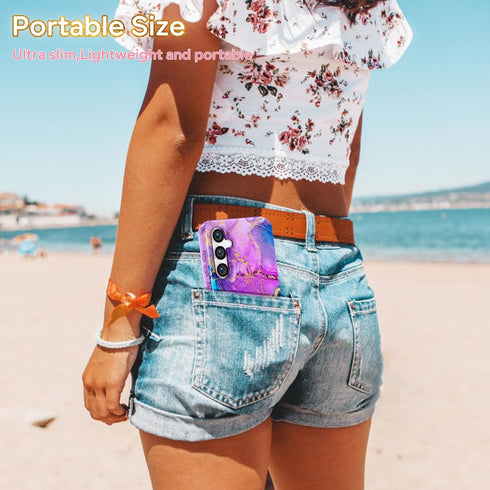 Hekodonk for Galaxy S23 FE 5G Case with Rotation Ring Kickstand Magnetic Car Mount Full Body Shockproof Protection Rugged Slim Marble Cover Case f...