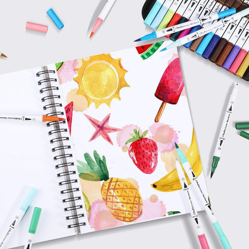 Ohuhu Marker Pads Art Sketchbook, 7.6"x10" Large Paper Size, 120LB/200GSM Heavy Smooth Drawing Papers, 60 Sheets/120 Pages, Spiral Bound Sketch Bo...