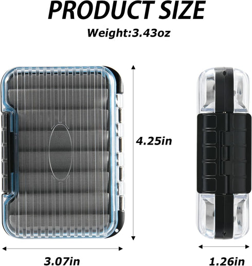 Goture 3Pcs Fly Fishing Box Double Sided Waterproof Tackle Case Flies Storage(Sponge Insert-4.25 * 3.07 * 1.26in)...