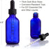 4 Pack 2 oz Glass Dropper Bottles with Measured Dropper - 60ml Dark Blue Tincture Bottles with Graduated Calibrated Glass Eye Droppers (1ml) for E...
