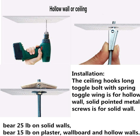GoodtoU 10 Sets Ceiling Hooks Heavy Duty Swag Hook with Hardware for Hanging Plants Ceiling Installation Cavity Wall Fixing White...