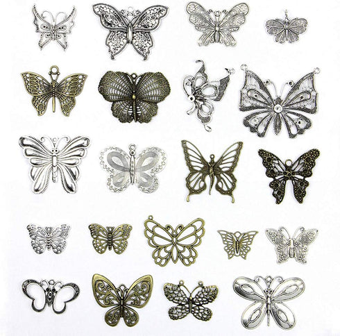 Assorted Butterfly Charm Pendant Connector for DIY Jewelry Making Findings(21pcs,Big Size)...