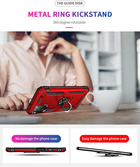 for Samsung Galaxy A03S Case with HD Screen Protector (Military Grade 16ft. Drop Tested) Magnetic Ring Holder Kickstand Protective Phone Case for ...