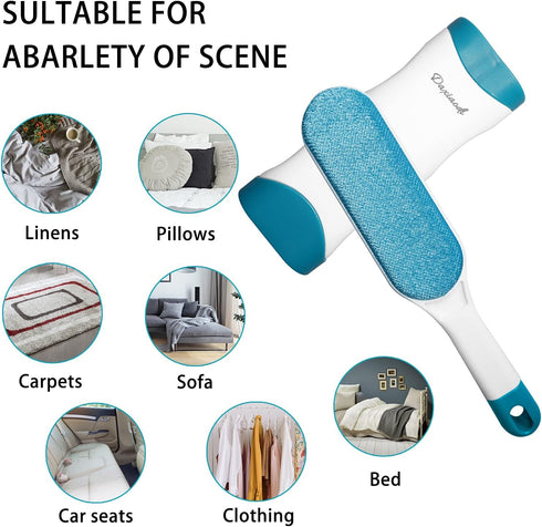 2 Pack Furniture Lint Remover Brushes, Double Sided Self Cleaning Loose Hair Catcher for Pet, Hair Cleaner for Clothes, Sofa, Carpet...