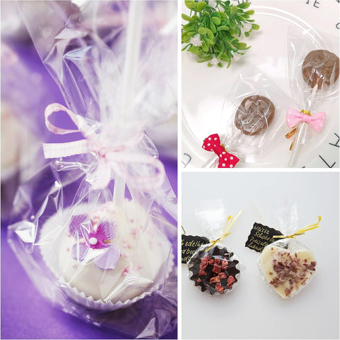 Augshy Cake Pop Bags,300 Pcs 4x6" Treat Cello Bags for lollipop with 300 Twist Ties, 1.4 mils Thickness OPP Plastic Bags for Lollipop Candy Chocol...