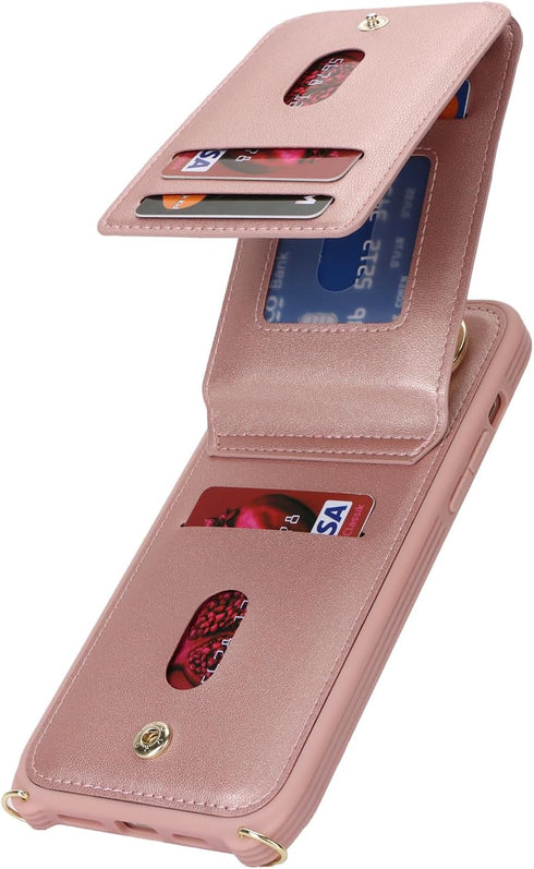 iPhone 7 Plus/8 Plus Case with Card Holder for Women, iPhone 7 Plus/8 Plus Phone Case Wallet with Strap Credit Card Slots Crossbody Zipper Case fo...
