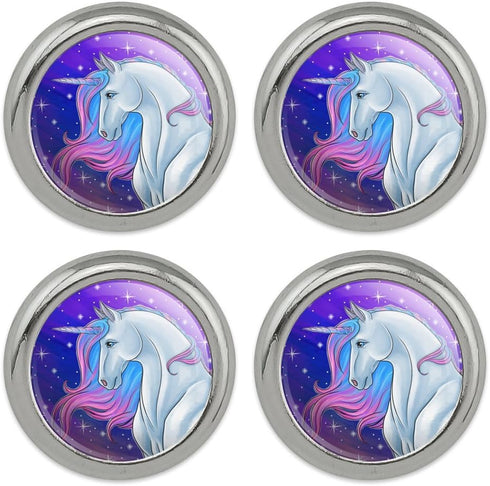 Majestic Unicorn Pink Purple Blue Metal Craft Sewing Novelty Buttons - Set of 4...