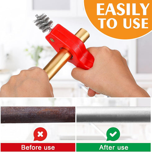 4 Pieces Copper Pipe Cleaner and Reamer Set, Include 2 Pieces Copper Pipe Cleaner and 2 Pieces Reamer, 4 In 1 Pipe Deburring Brush for PVC PPR Cop...