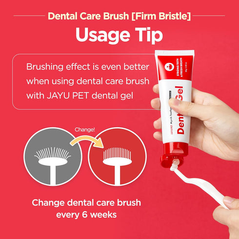 Dental Care Brush (Firm Bristles) - Resilient Toothbrush for Dog Tartar & Plaque Removal, Horizontal Head and S-curved Body...