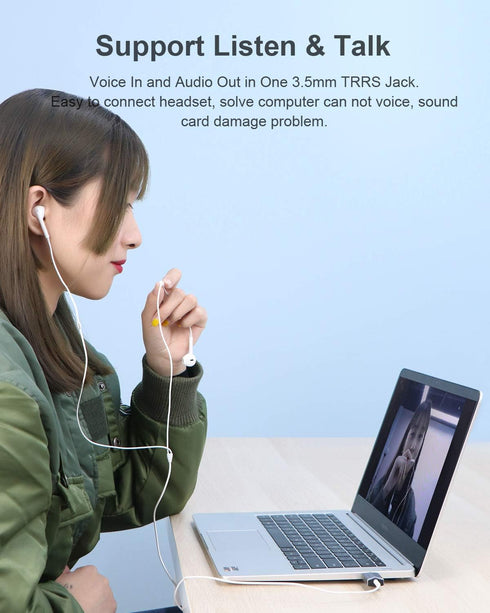 Hagibis USB External Sound Card Adapter Alloy 2 in 1 USB to 3.5mm AUX TRRS Headphone and Microphone Jack Audio Adapter Mic Stereo Sound Card for W...