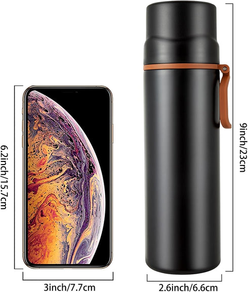 Insulated Water Bottle-Stainless Steel Vacuum Coffee Cup with Handle,Flask Double Walled Sport Travel Mug with Leakproof Lid,Keep Hot & Cold 12 Ho...