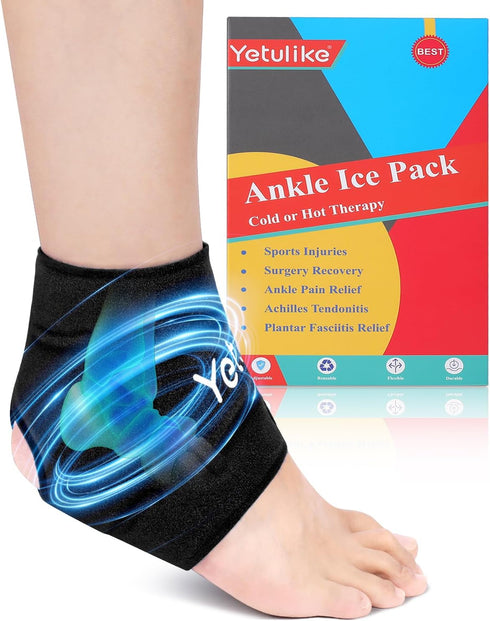 Ankle Ice Pack Wrap for Swelling Foot Pain Relief - Ankle Cold Pack Wrap Hot Cold Therapy Ankle Ice Wrap for Sprains, Achilles, Tendonitis...
