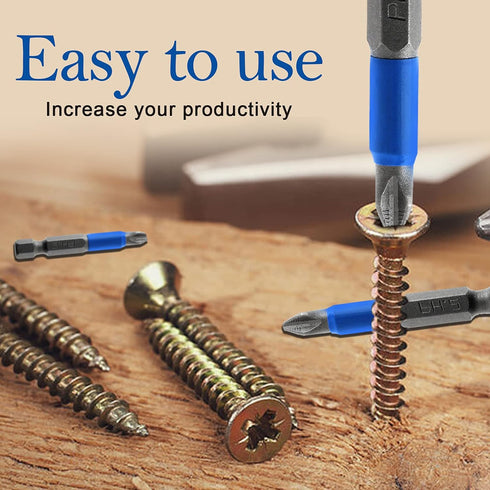 10 Pcs Magnetic Phillips Screwdriver Bit Set 2.56 inch Long, PH2 Phillips Bits Set, Non-Slip Cross Head Electric Screwdriver Bits Set 1/4" Hex Sha...