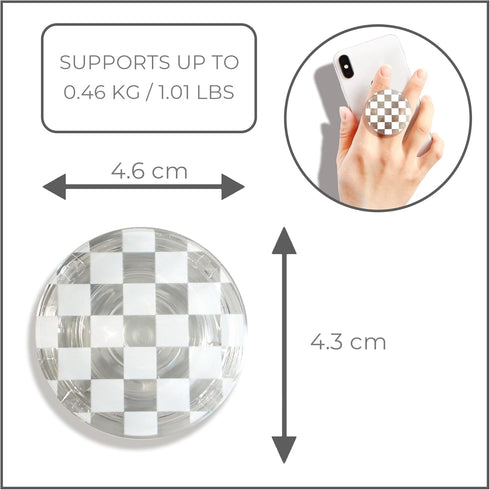 Trendy Checkerboard Phone Grip - Sleek, Expandable, Collapsible - Non-Slip, Durable, Universal Fit - Ideal for Style-Conscious Users (White)...