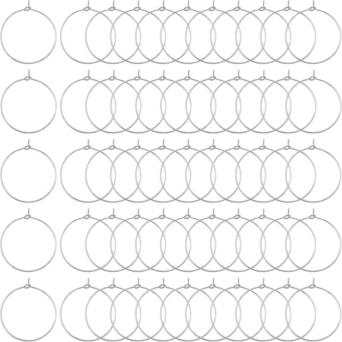 300Pcs Round Wine Glass Hoops Rings, 20mm Hypoallergenic Wire Hoops Beading Hoop Rings Ear Wines Earring Hoops Earring Finding for Jewelry Making ...