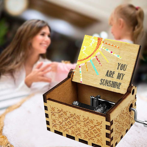 Music Box Wife Girlfriend Gift - You are My Sunshine Music Box Husband Boyfriend Gifts Mini Wooden Musical Box Mechanism Valentine Christmas Anniv...