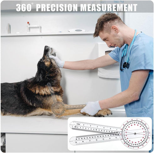 Goniometer 12 inch, Transparent Orthopedic Angle Ruler Plastic Goniometer, 360 Degree Clear Protractor Physical Therapy for Body Measuring Tape Go...