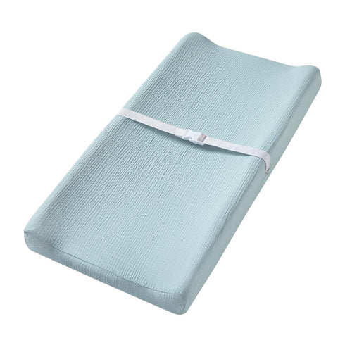 Muslin Changing Pad Cover for Baby Boys Girls, Ultra Soft Breathable Diaper Changing Table Pad Cover, Neutral Fitted Changing Pad Sheets (light bl...