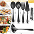 6 PCS Stainless Steel Serving Utensils, Large Serving Spoons Slotted Spoons, Forks, Ice Suger Tongs, Cake Server, Soup Ladle, Metal Utensils Set G...