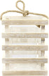 Stonebriar Small Worn White Wooden Beach House Candle Lantern with Rope Handle and Removable Glass Cylinder Hurricane...