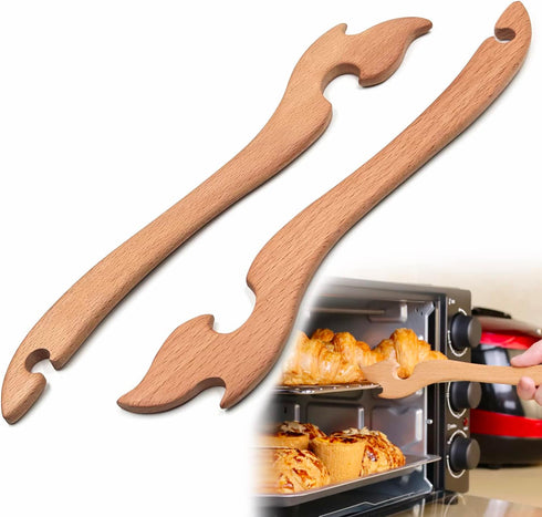 Oven Rack Puller, Wood Oven Rack Push Pull Tool, Prevent Scalding, Pull out Hot Racks Safely, Long Handle Toaster Oven Accessories,Suitable For Ki...