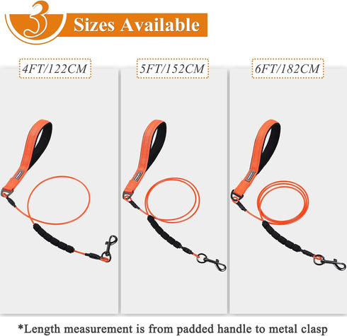 VIVAGLORY Chew Proof Dog Leash, Soft Foam Reflective Padded Handle Dog Chain Leashes, Waterproof Non Chewable Dogs Metal Leash, Stainless Steel Wi...