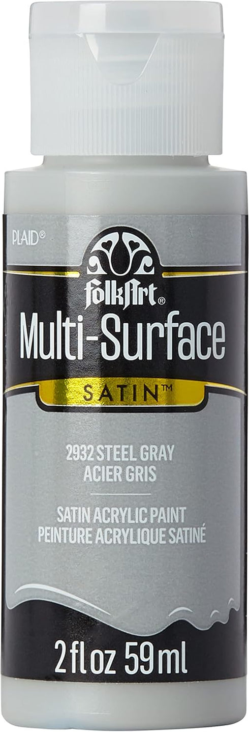FolkArt Multi-Surface Paint in Assorted Colors (2 oz), 2932, Steel Gray...