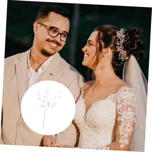 Artificial Bouquet Stems with Acrylic Bead Drops Flower Sticks Wedding Craft Decoration 50pcs...