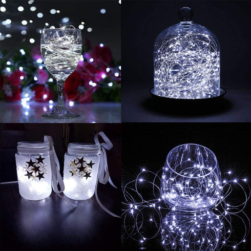 Fairy Lights CR2032 Battery Operated,6.6Ft/2Meter 20 LEDs Micro Silver Wire String Lights for Bedroom Christmas Party Wedding Decoration (Cool Whi...