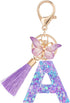 Suweibuke Colourful Cute Initial Letter Keychains for Women Girls with Tassel Butterfly, Charm for Purse Handbags Backpacks...