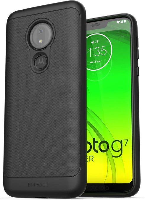 ENCASED Moto G7 Power Case (Thin Armor) Slim Fit Flexible Grip Phone Cover for Motorola G7 Power - Black...